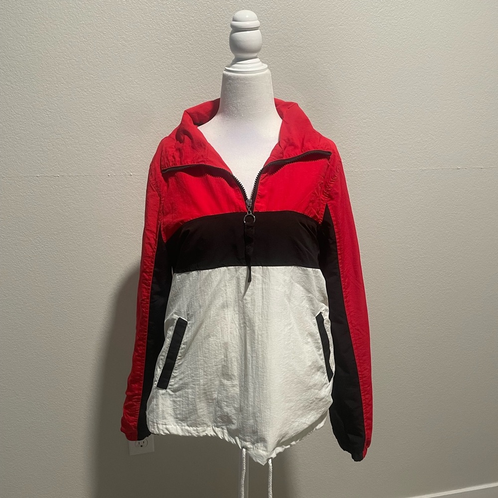 Ashley by 26 international red/black/white womens windbreaker jacket